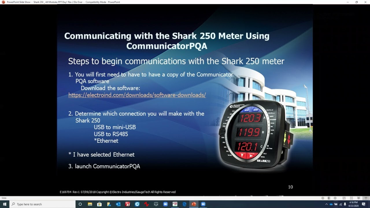 Shark® 250 Meter Polling through CommunicatorPQA® Software